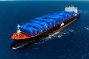 APL Boston sails off the coast of Southern California before entering the Port of Los Angeles