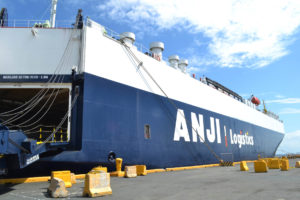 the 1,500-car-capacity vessel Anji 11 berthed at the Manila South Harbor on August 24 to discharge 76 trucks. The following day, it unloaded 176 Chevrolet vehicles at Batangas port before heading back to China.