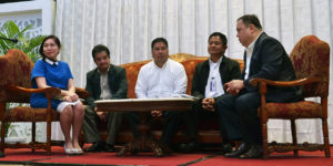 At the panel discussion, left to right: Katreena Michelle Ulit, INTTRA regional sales director-Malaysia and the Philippines; Atty Max Cruz, Association of International Shipping Lines (AISL) general manager; Reginald Rivera, Asian Treminals Inc marketing manager; Nestor Tayamen, Philippine Ports Authority concurrent manager of Terminal Management Office-Pasig and Technical Services Division; and Patrick Ronas, AISL president.