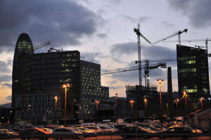 construction at dusk
